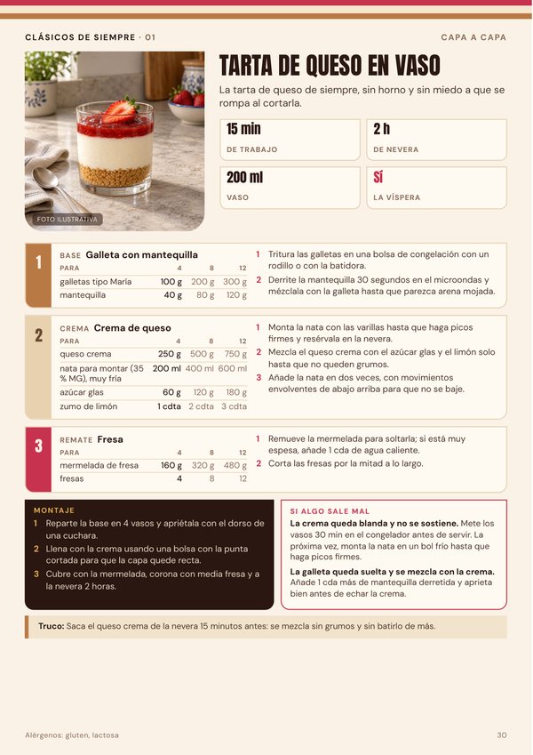 Tarta de queso en vaso