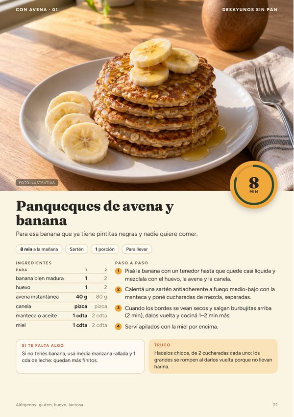 Panqueques de avena y banana