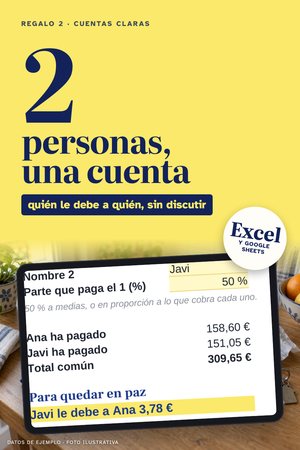 Portada del regalo 2, Cuentas en pareja, con una captura real de la hoja