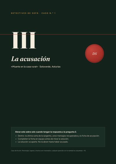 Portada real del sobre III, La acusación