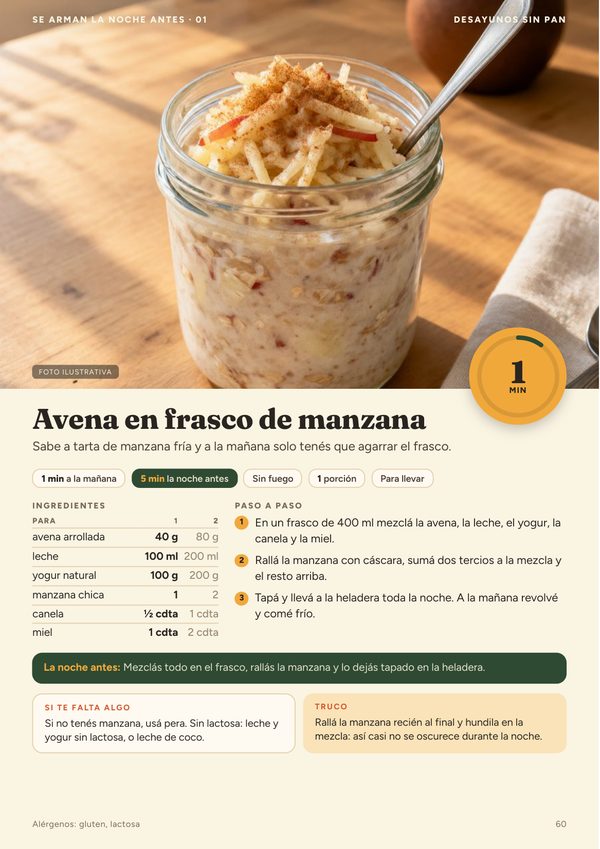 Avena en frasco de manzana